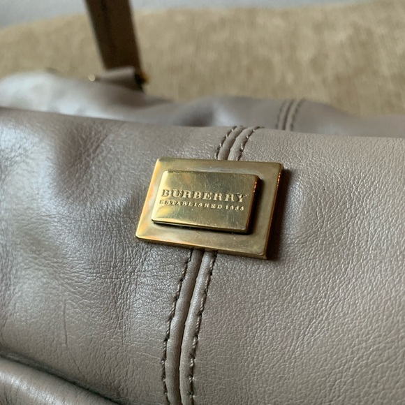 Burberry Y2K Leather Duffel Bag in Beige with Gold Accents - Picture 2 of 16